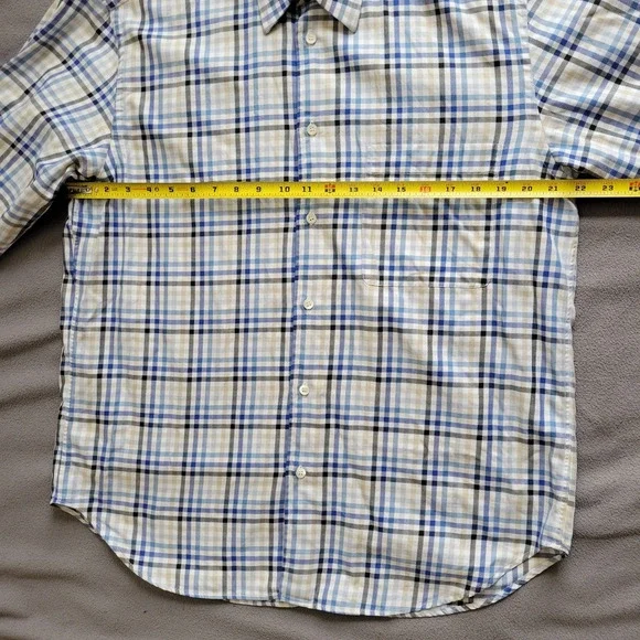 BRIONI Dress Shirt Mens Medium Blue Plaid Cotton Quiet Luxury Made In Italy - Picture 3 of 14